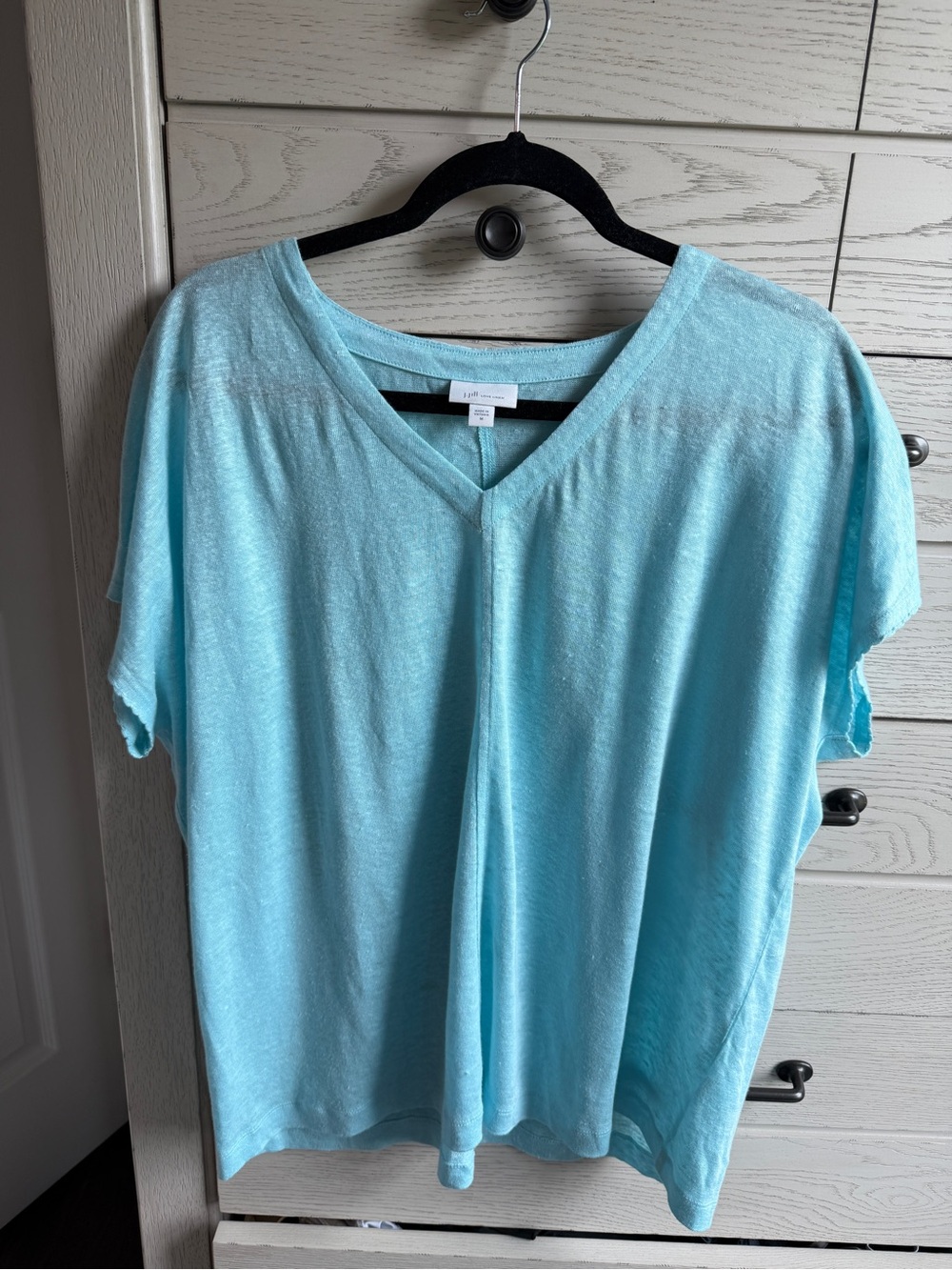 J. Jill Light Aqua V-Neck Short Sleeve Top